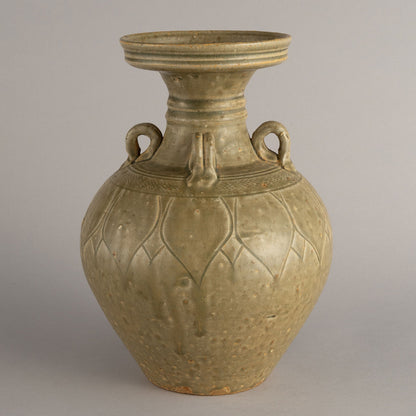 青瓷蓮花紋四耳瓶