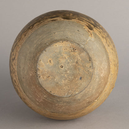 褐釉蓮花紋四耳廣口瓶