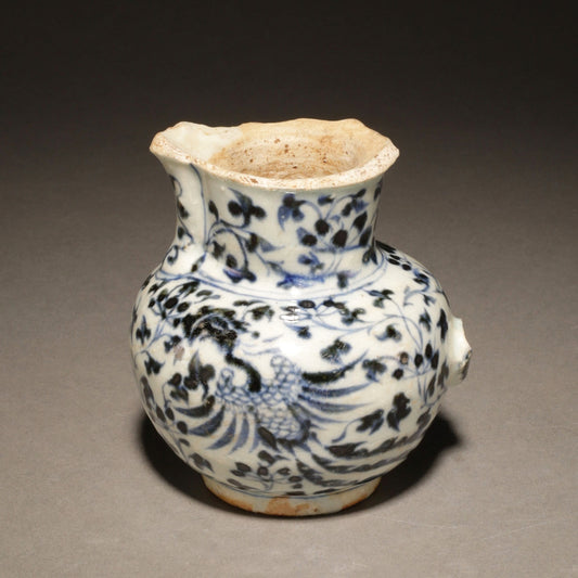 Blue and White Water Dropper with Phoenix and Floral Scroll Design