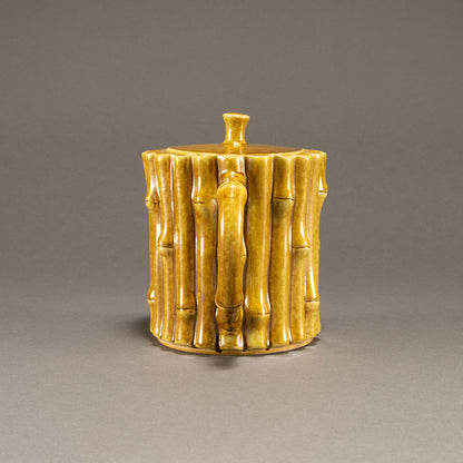 黄釉竹節形茶壺