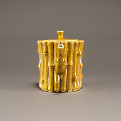 黄釉竹節形茶壺