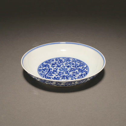 Blue and White Dish with Lotus Scroll Design [Z0553]