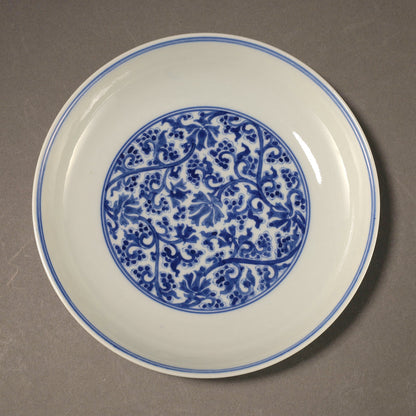 Blue and White Dish with Lotus Scroll Design [Z0553]
