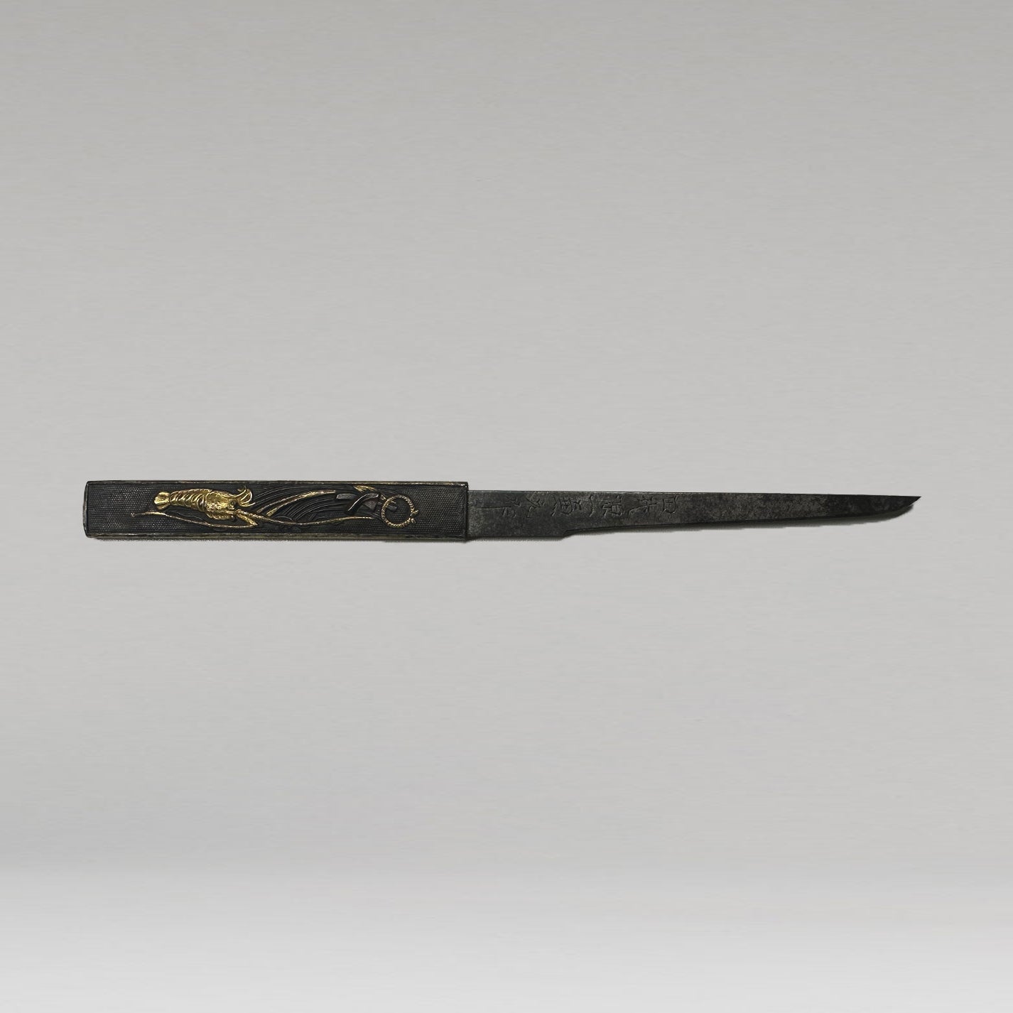 黒漆塗印籠刻腰千段刻鞘脇差拵