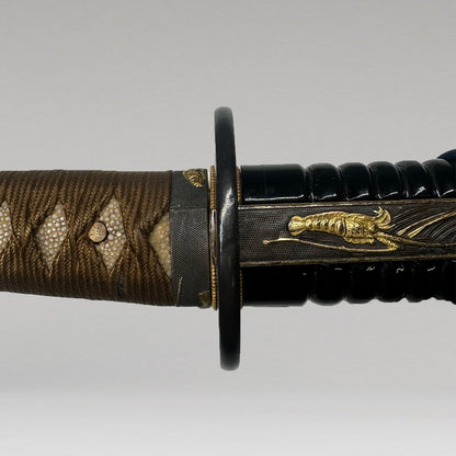 黒漆塗印籠刻腰千段刻鞘脇差拵